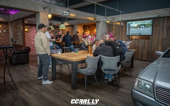 Members in the club lounge during a CCRally event