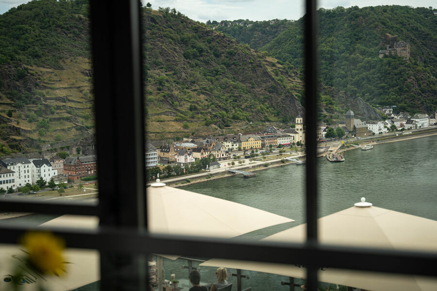 View of a river valley from the hotel during a multi-day tour